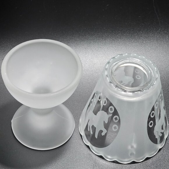 Frosted Glass Unicorn Candleholder 6" tealight votive holder whimsy patio lights - Picture 3 of 8